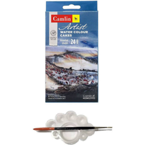 Camlin Water Colour Cakes 24 Shades with Tray and Brush