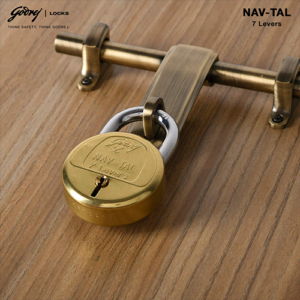 Godrej Navtal Key Padlock (Gold, Brass Finish)