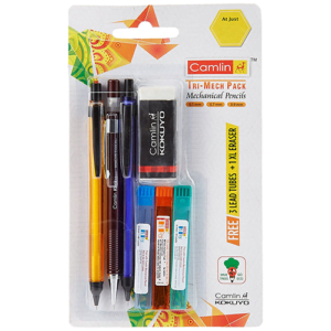 Camlin Kokuyo Tri-Mech Pencil - Set of 3 with Leads and Xl Eraser