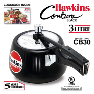 Hawkins Contura Hard Anodised Aluminium Pressure Cooker, 3 Litres, Black